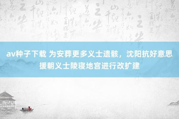 av种子下载 为安葬更多义士遗骸，沈阳抗好意思援朝义士陵寝地宫进行改扩建