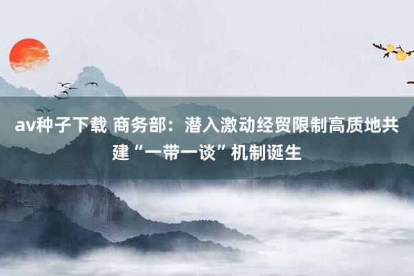 av种子下载 商务部：潜入激动经贸限制高质地共建“一带一谈”机制诞生