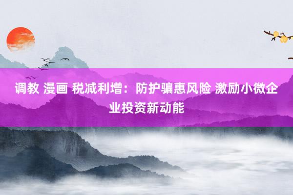 调教 漫画 税减利增：防护骗惠风险 激励小微企业投资新动能