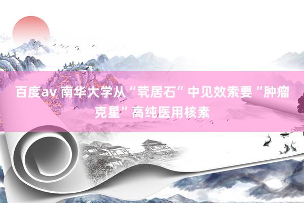 百度av 南华大学从“茕居石”中见效索要“肿瘤克星”高纯医用核素