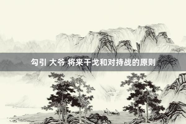 勾引 大爷 将来干戈和对持战的原则
