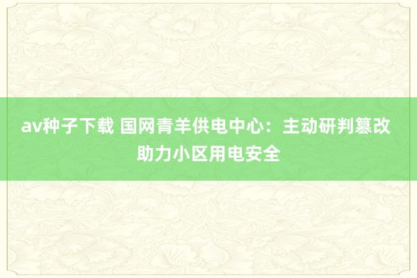 av种子下载 国网青羊供电中心：主动研判篡改 助力小区用电安全