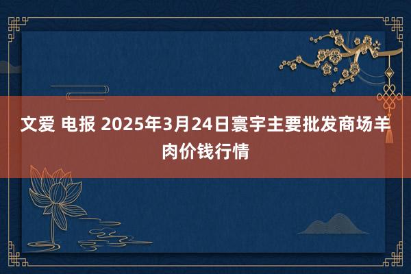 文爱 电报 2025年3月24日寰宇主要批发商场羊肉价钱行情