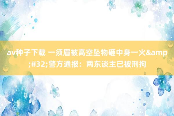 av种子下载 一须眉被高空坠物砸中身一火&#32;警方通报：两东谈主已被刑拘