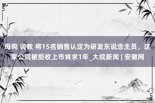 母狗 调教 将15名销售认定为研发东说念主员，这家公司被拒收上市肯求1年_大皖新闻 | 安徽网