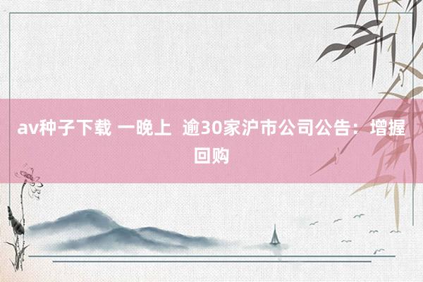 av种子下载 一晚上  逾30家沪市公司公告：增握回购
