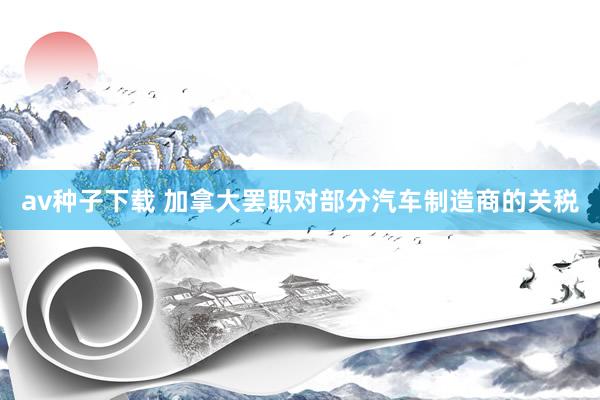 av种子下载 加拿大罢职对部分汽车制造商的关税